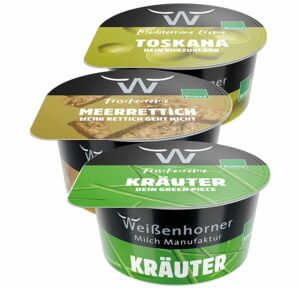 Weißenhorner Milchmanufaktur, Bio-Frischecreme, Kräuter, Meerrettich, Toskana